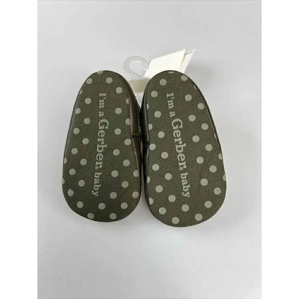 Gerber Baby Boy Dinosaur Soft Sole Crib Shoe Camouflage Green 3/6 Months NEW